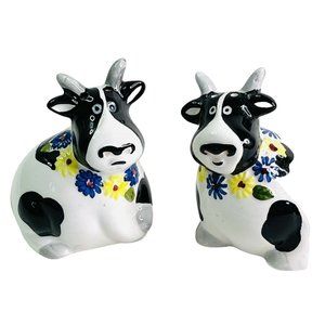 Salt & Pepper Shaker Set Spotted Cows Vintage WCL Ceramic 3.5" x 3"